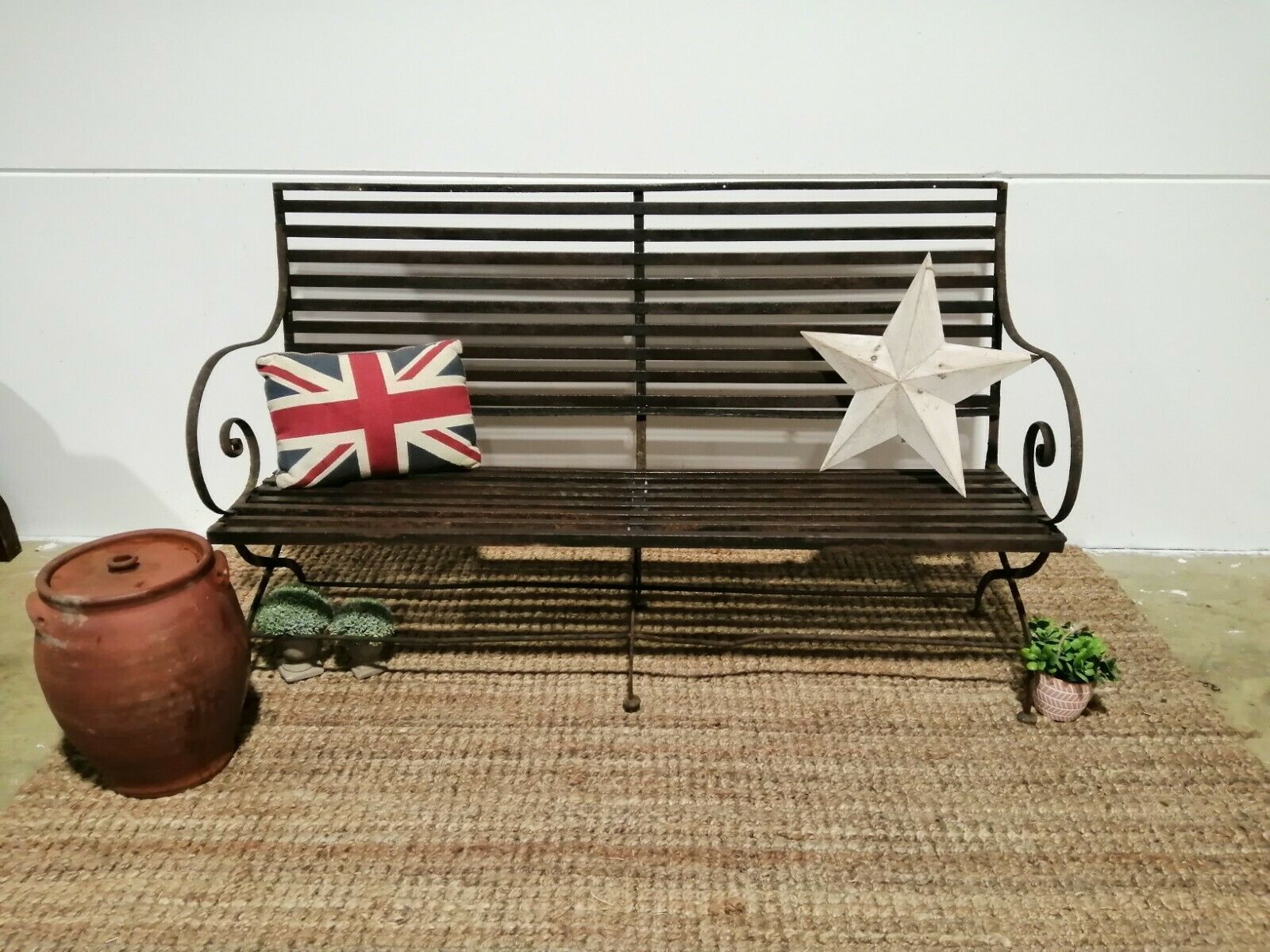 Antique Victorian Cast Iron Strap Bench photo furniture