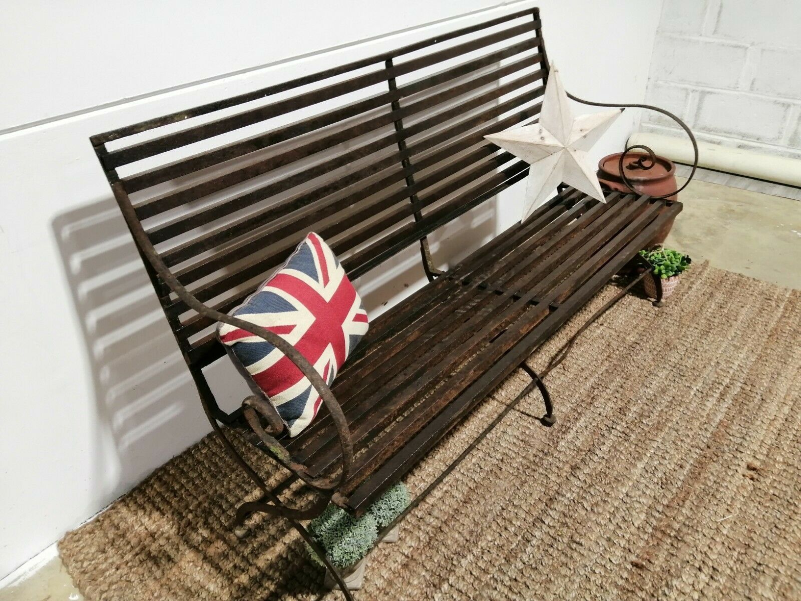 Antique Victorian Cast Iron Strap Bench photo Garden Furniture
