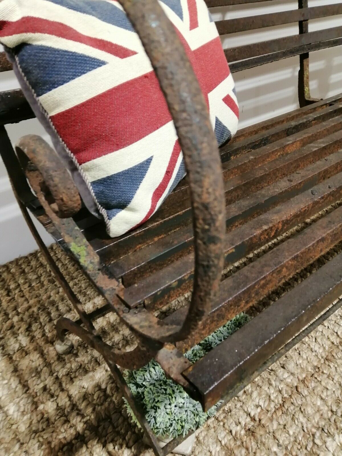Antique Victorian Cast Iron Strap Bench photo vinterior
