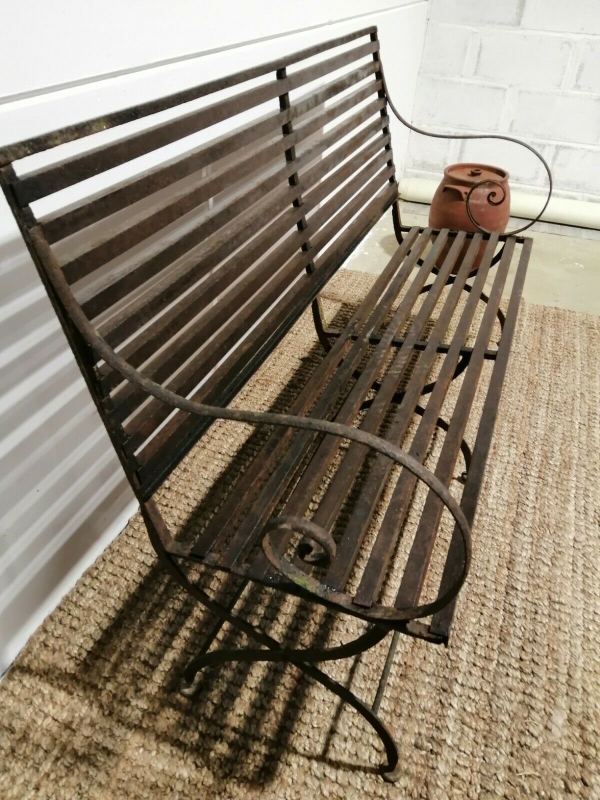photo furniture Antique Victorian Cast Iron Strap Bench
