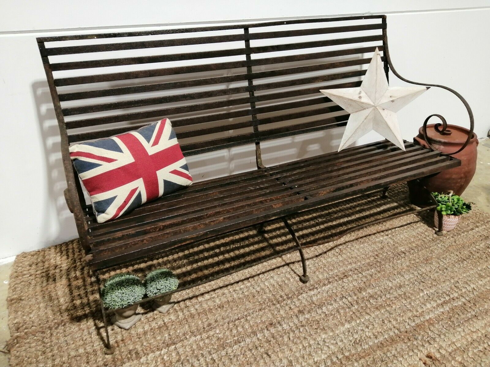 995.0 Antique Victorian Cast Iron Strap Bench photo