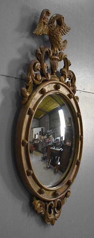 Old Fashioned Golden Wood Witch Mirror Late 19th Century photo furniture