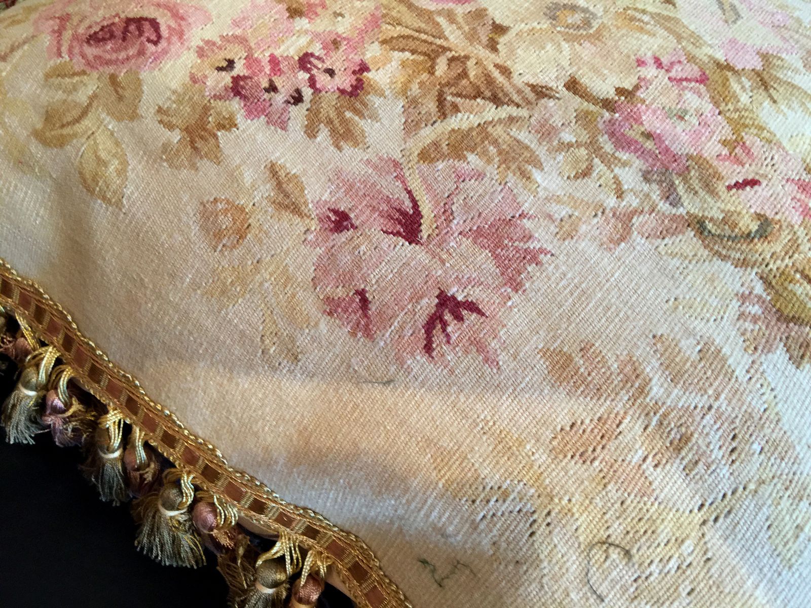 French Aubusson Style Cushion Cover, Handwoven Oriental Wool Scatter Cushion photo Textiles