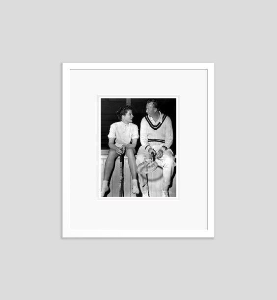 'Katharine Hepburn & Don Budge In Tennis Kit' 1952 Archival Pigment Print Framed In White