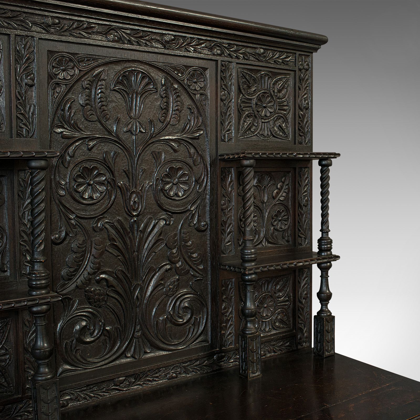 photo furniture Antique Charles II Revival Dresser, English, Oak, Sideboard, Victorian C.1880
