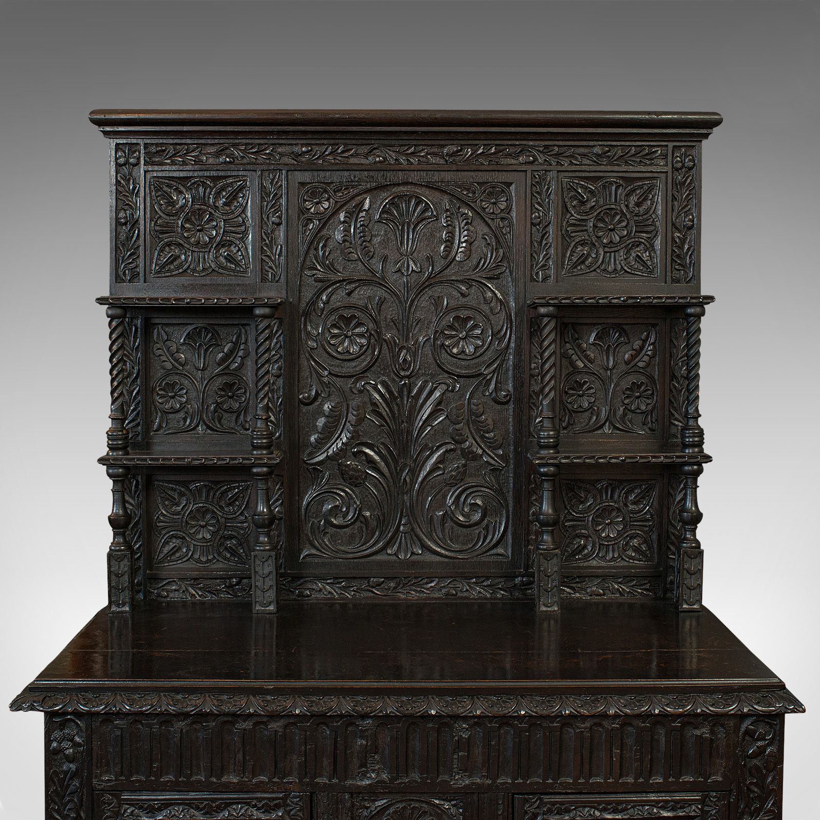 Furniture Antique Charles II Revival Dresser, English, Oak, Sideboard, Victorian C.1880 photo