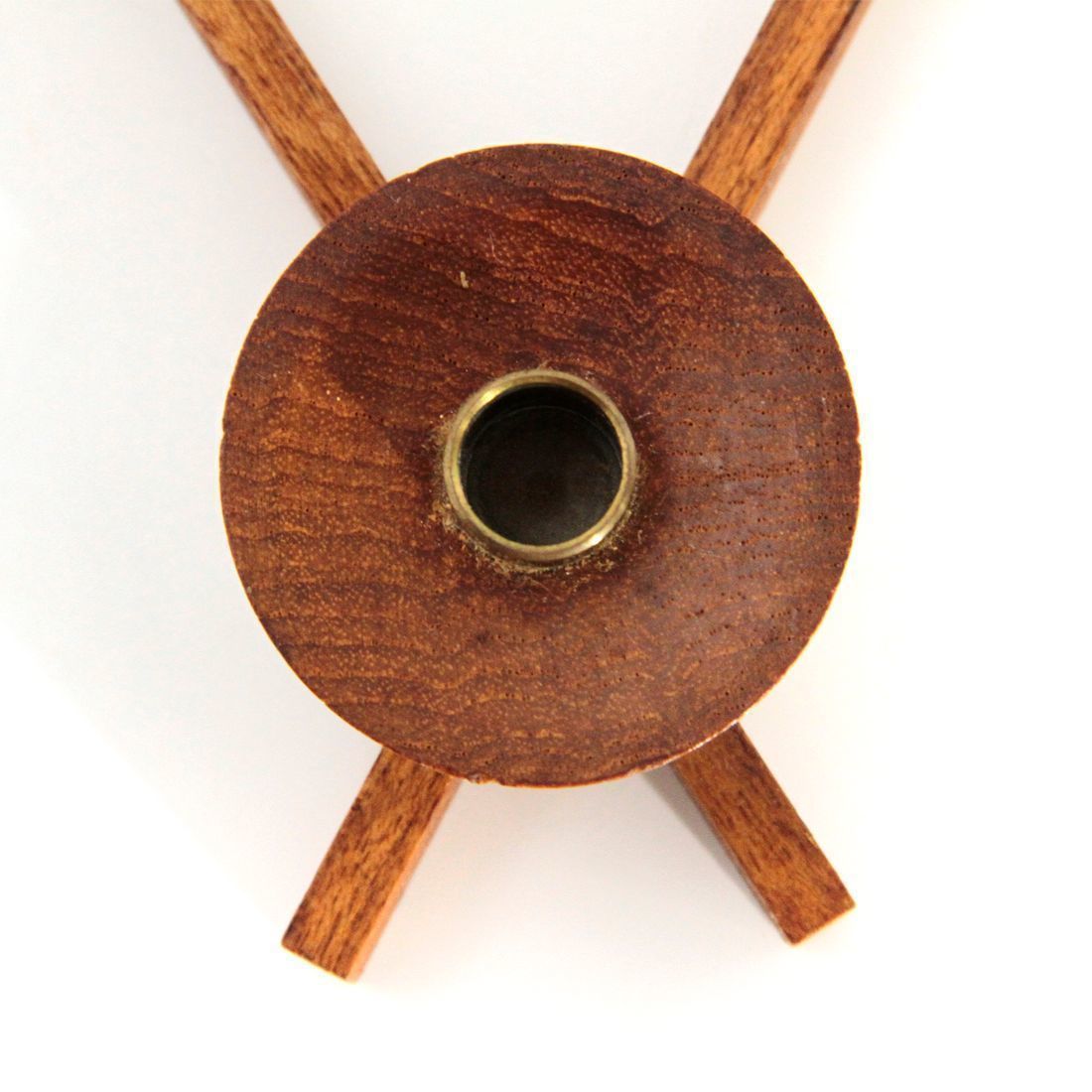 Italian Brass And Wood Candleholder From Anri Form, 1960s photo vintage
