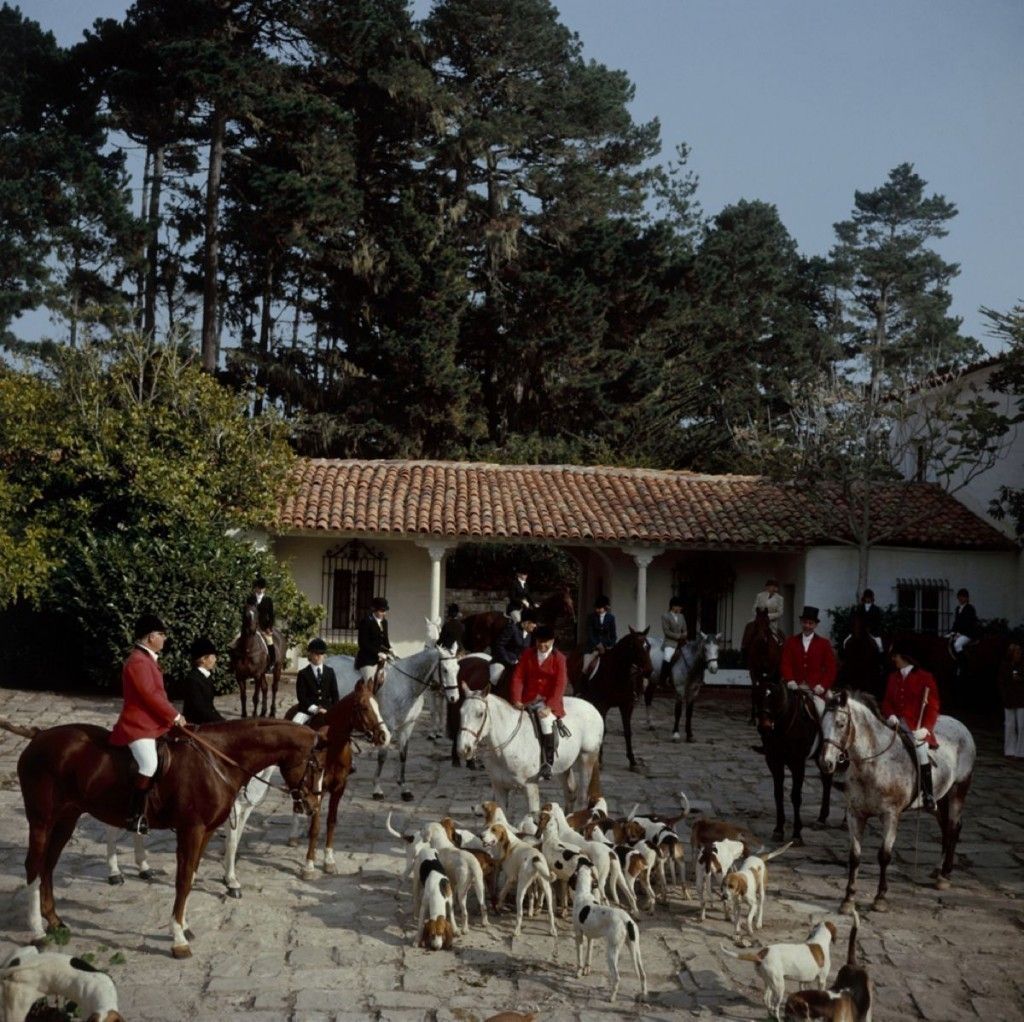 Slim Aarons 'Pebble Beach Hunt' 1976 C Type Print Framed In White photo furniture