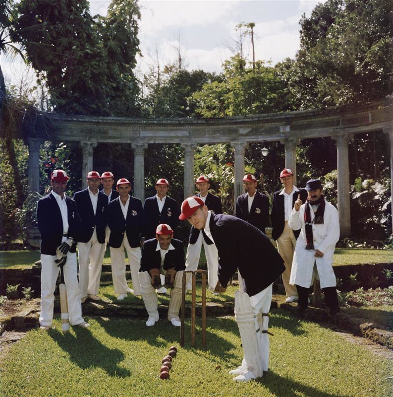 Slim Aarons 'Dapper Cricketers' 1957 Oversize C Type Print Framed In Black photo furniture