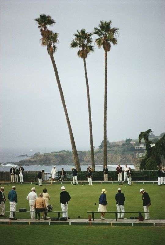 Slim Aarons 'Laguna Bowls' Circa 1970 Oversize C Type Print Framed In Black photo furniture