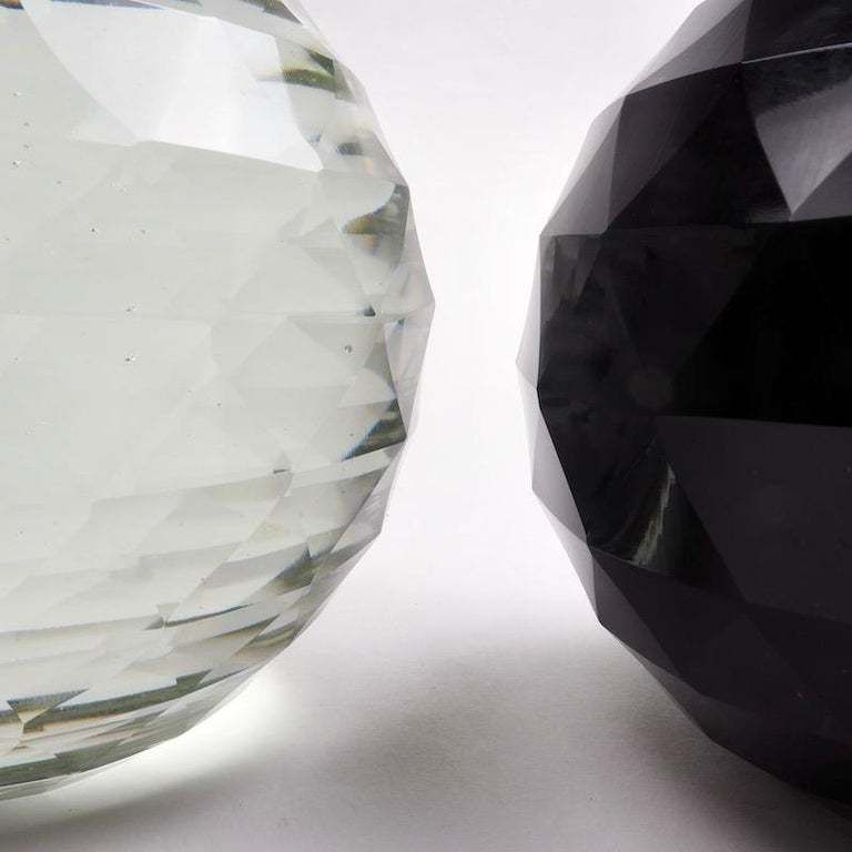 Pair Of 19th Century Victorian Faceted Cut Glass Paperweights photo Home Decor
