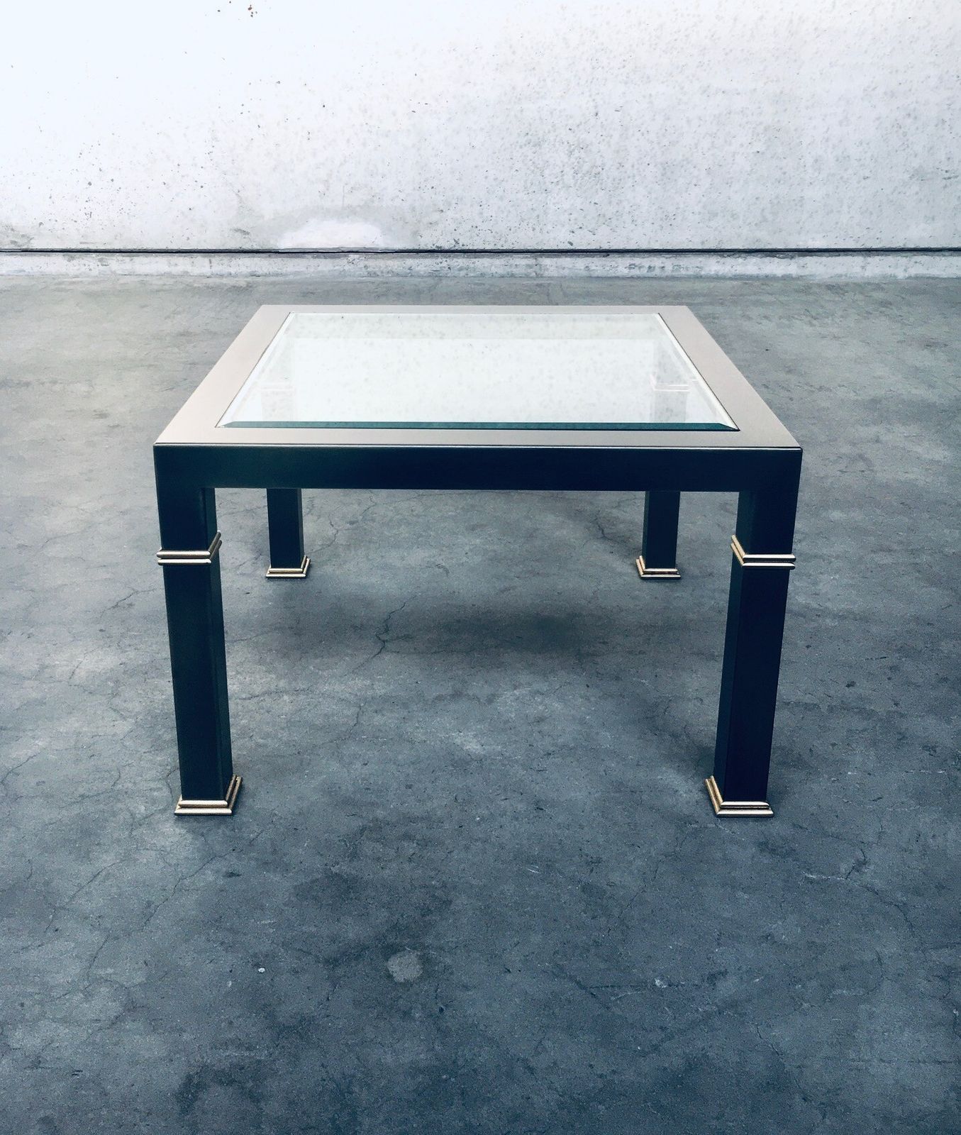 photo furniture Post Modern Design Brushed Metal Coffee Table By Belgo Chrom 1980s