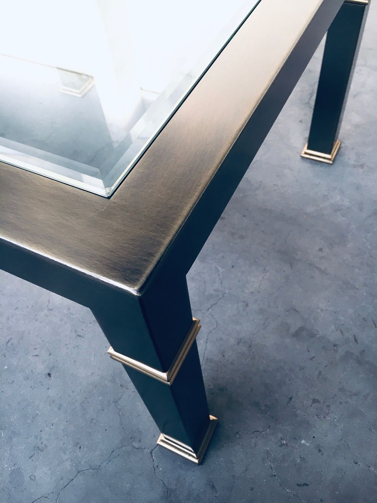 551.8 Post Modern Design Brushed Metal Coffee Table By Belgo Chrom 1980s photo