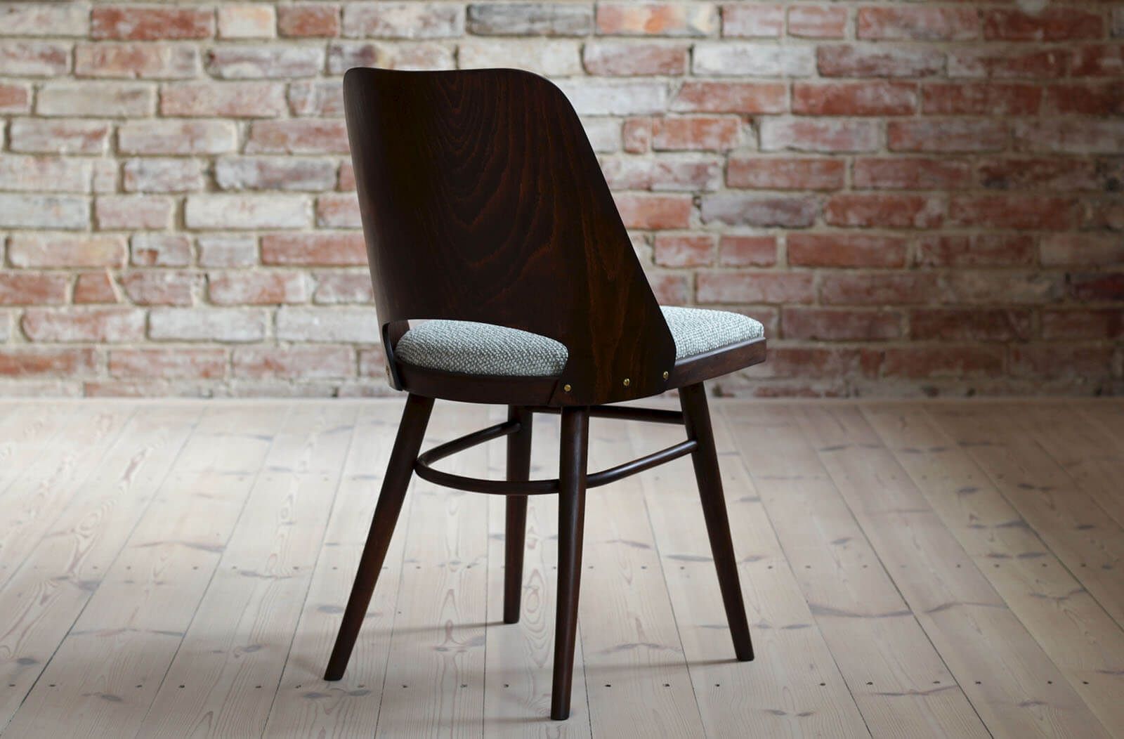 photo for sale Set Of 4 Dining Chairs By Radomir Hofman For Ton, Model 514, Reupholstered In Creamy Mint Boucle By Sahco