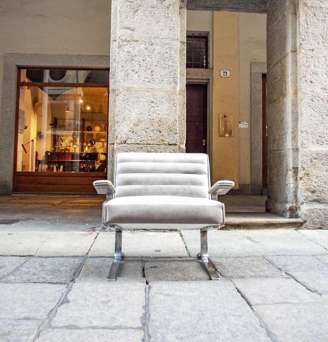 Stalen Fauteuil Met Leren Bekleding, Jaren 1970 photo vinterior
