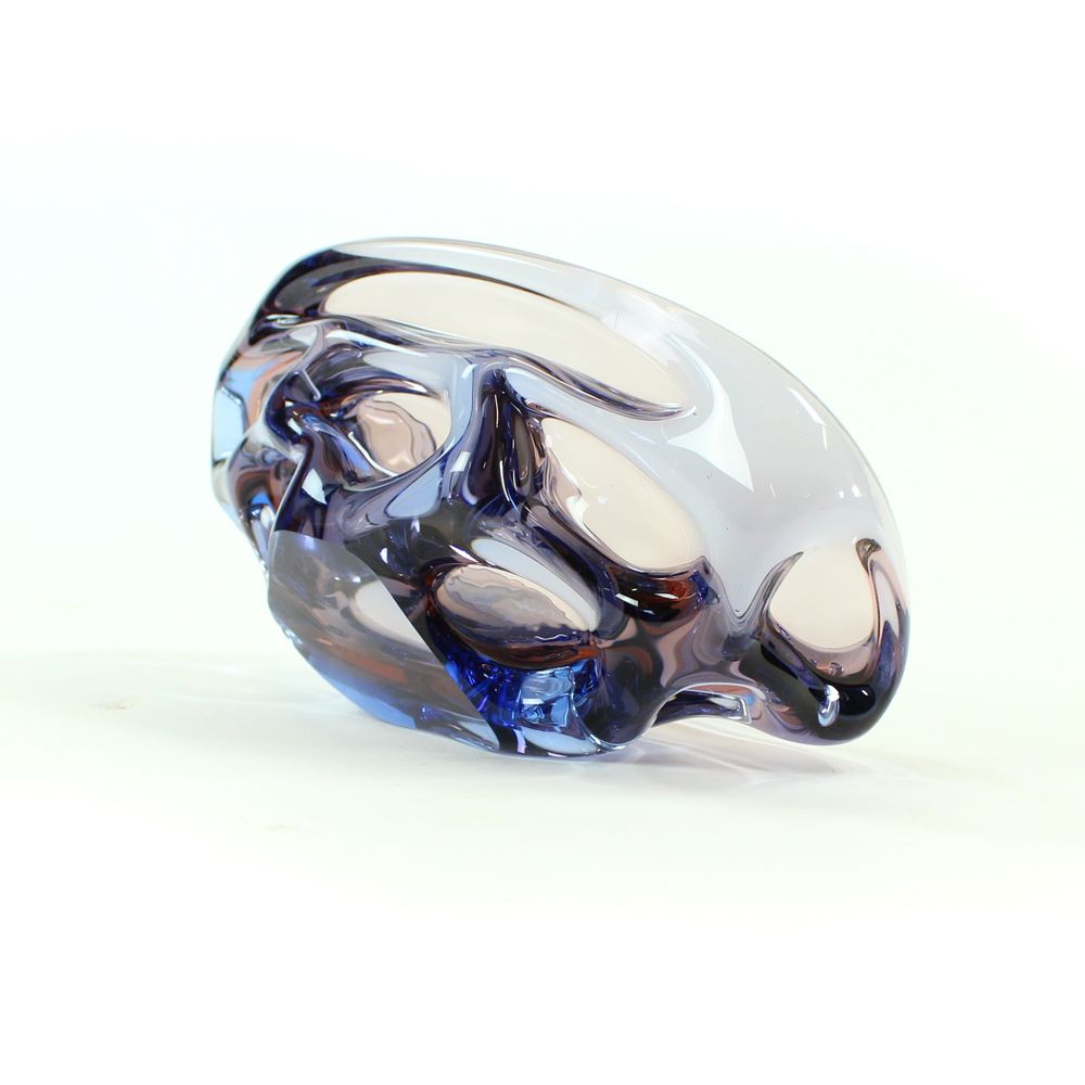 Home Decor Art Glass Bowl In Blue By Jan Beranek For Skrdlovice, Czechoslovakia, Circa 1960 photo