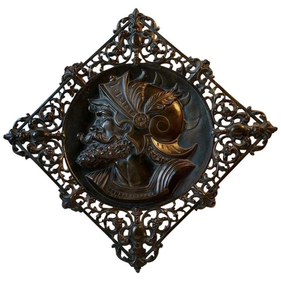Vintage Italian Bronze Wall Sculpture Of Roman Warrior, 1970s