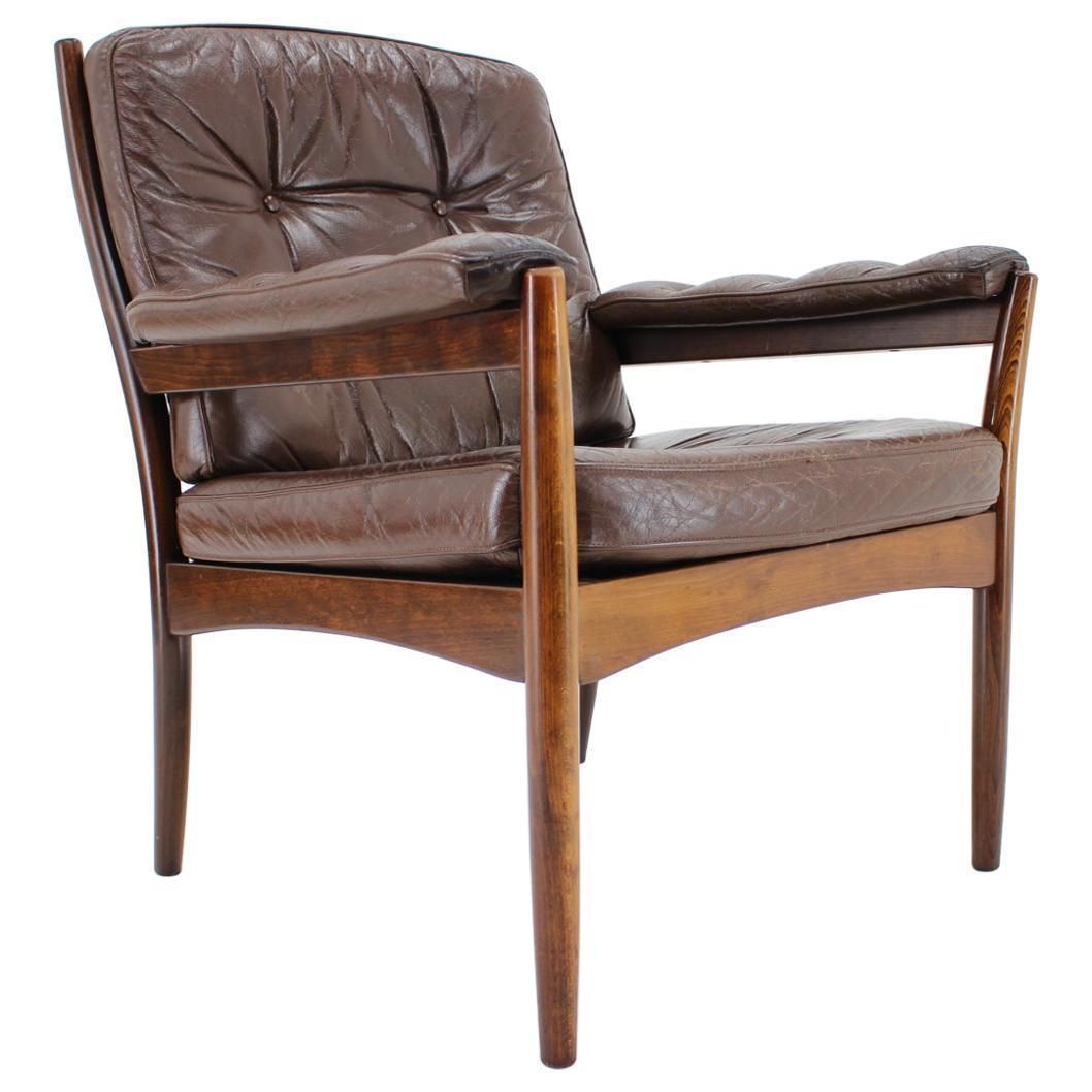 Mid Century Scandinavian Leather Armchair   1960 / Sweden / G Mobler photo furniture
