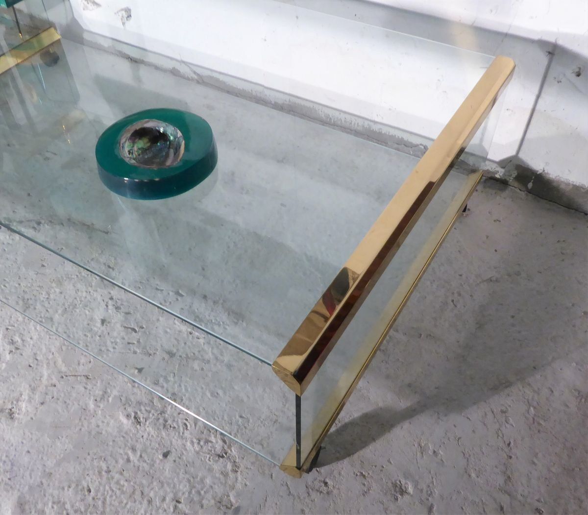 Large Glass & Gilded Brass Coffee Table By Pierangelo Gallotti For Gallotti & Radice, 1970s photo 1736.0