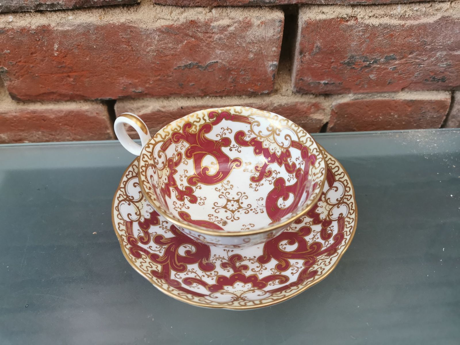Antique 1830s 1840s Samuel Alcock Red And Gold Breakfast Cup & Saucer photo Home Decor