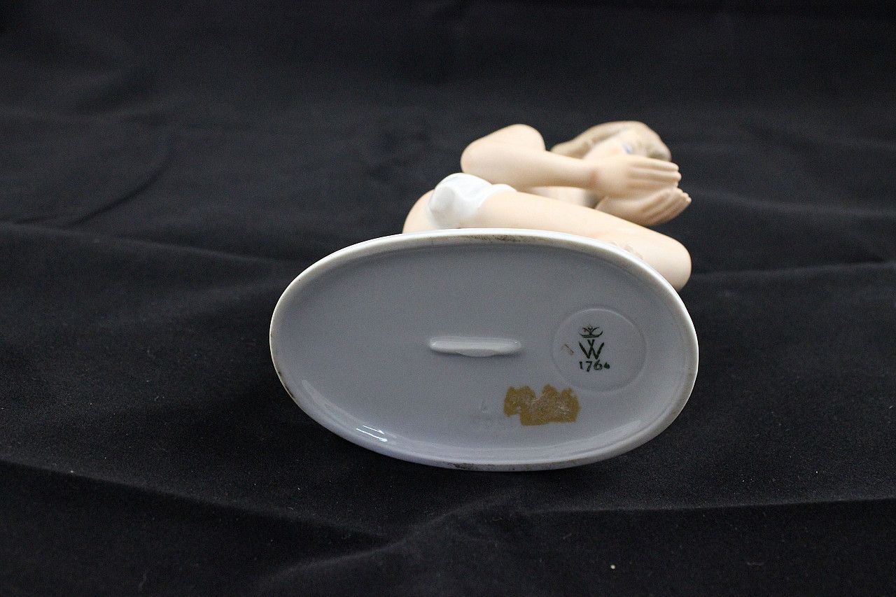Figure Of Girl In Porcelain By Kurt Steiner For Wallendorf Porzellan, 1950s photo for sale