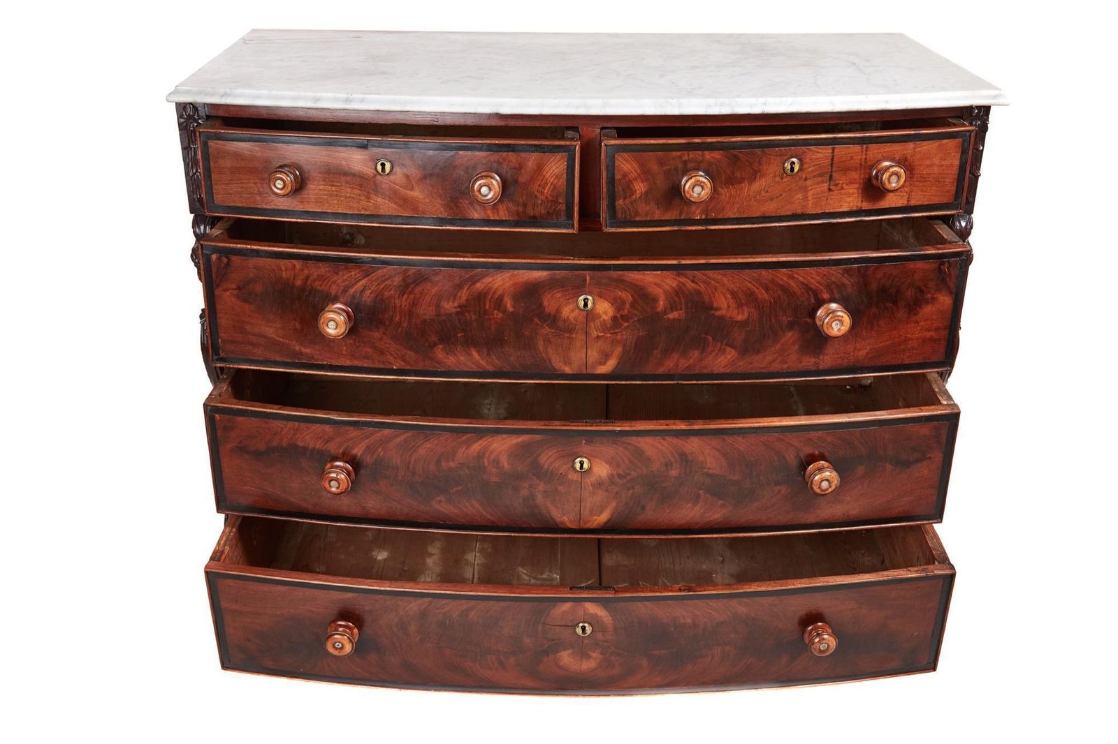 Unusual Antique Mahogany Bow Front Chest photo furniture