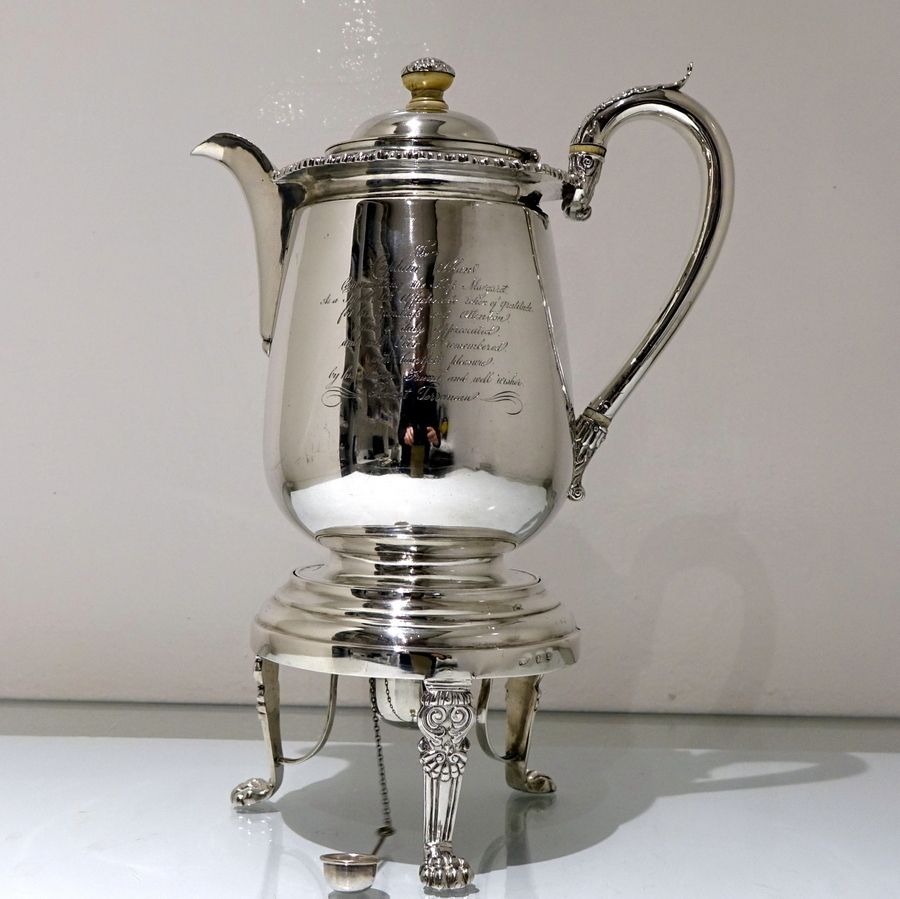 Early 19th Century Antique Silver Indian Colonial Biggin On Stand Calcutta 1819 1825 Cropley & Co photo for sale