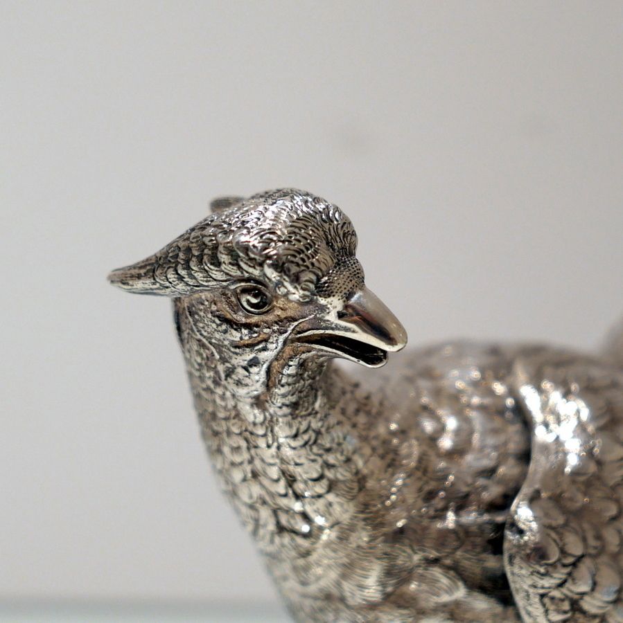 photo furniture 20th Century Modern Sterling Silver Pair Of Large Pheasants London 1976 Mappin & Webb