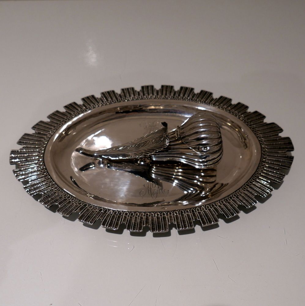 Mid 19th Century Antique Victorian Sterling Silver Desk Inkwell London 1864 George Fox