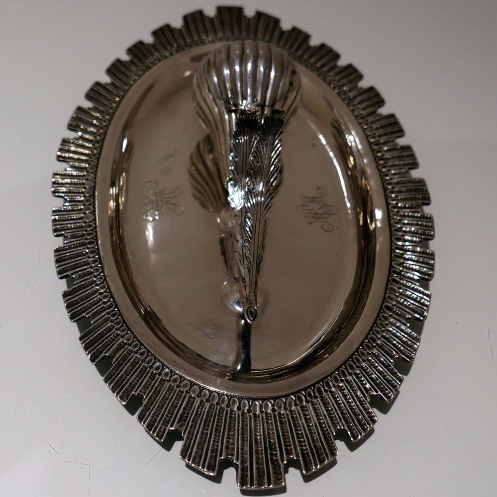 Mid 19th Century Antique Victorian Sterling Silver Desk Inkwell London 1864 George Fox photo Home Decor