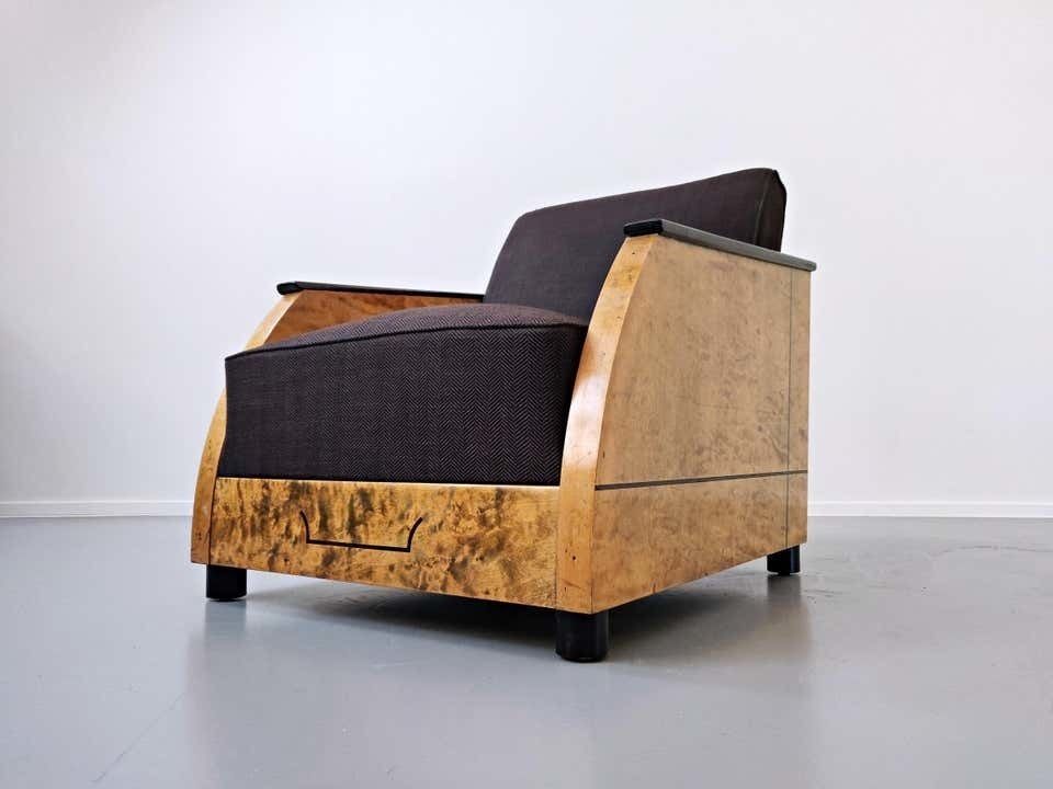 Pair Of Art Deco Club In Polished Burr Wood photo 5318.0