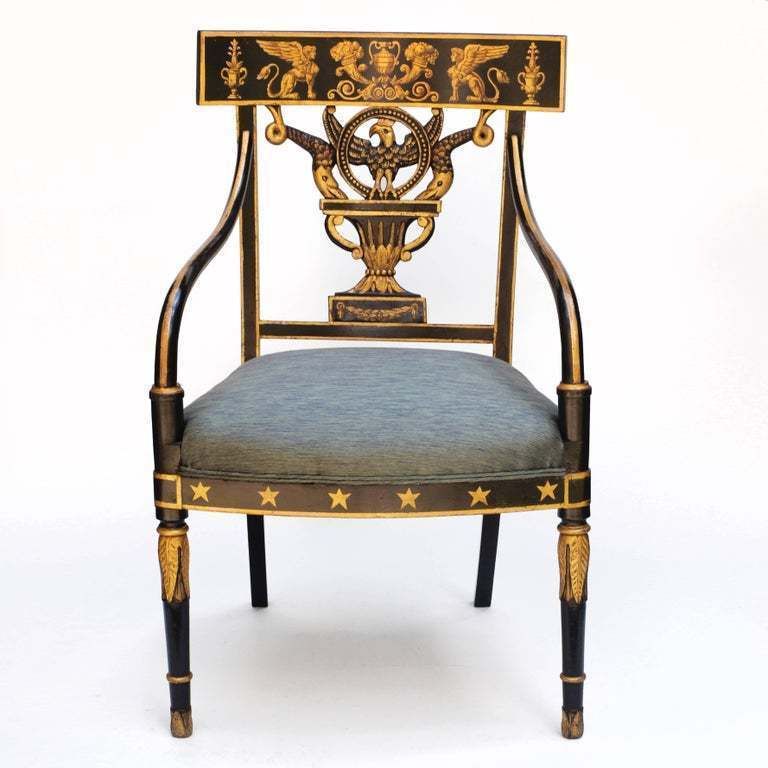 Early Nineteenth Century American Regency Painted Armchair photo for sale