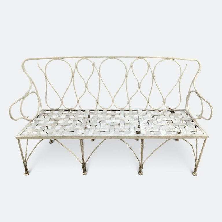 Early 1920s French Faux Bamboo Wrought Iron Garden Bench photo furniture