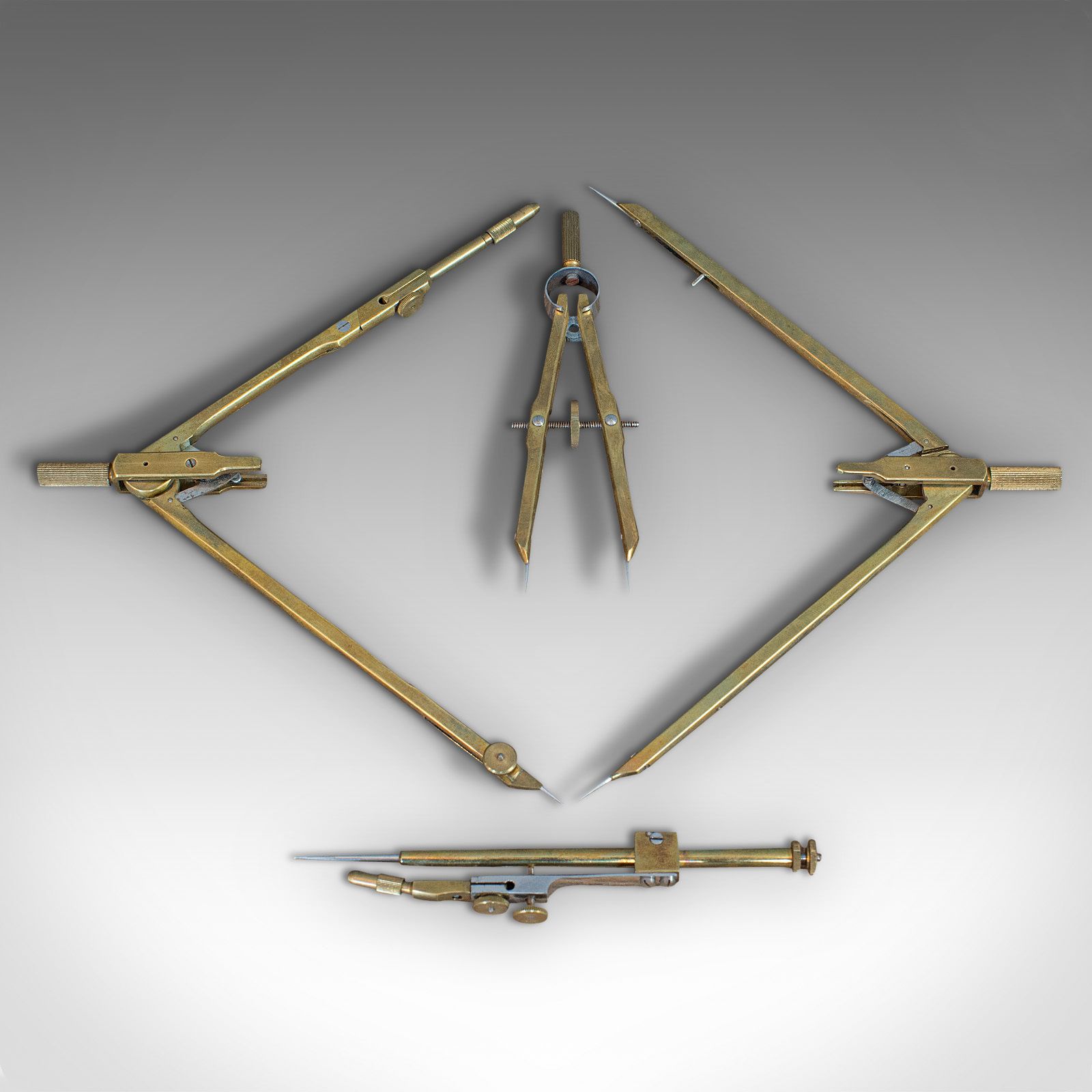 photo furniture Antique Drawing Instrument Set, German, Cartographer, Technical, Richter, C1910