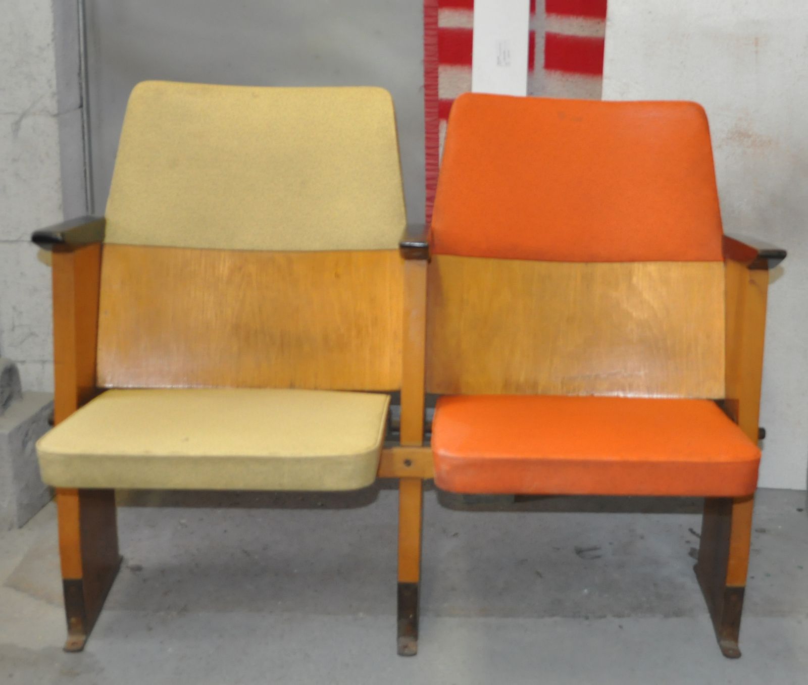 Mid Century Hungarian Cinema Seats Circa 1950s / 2 St