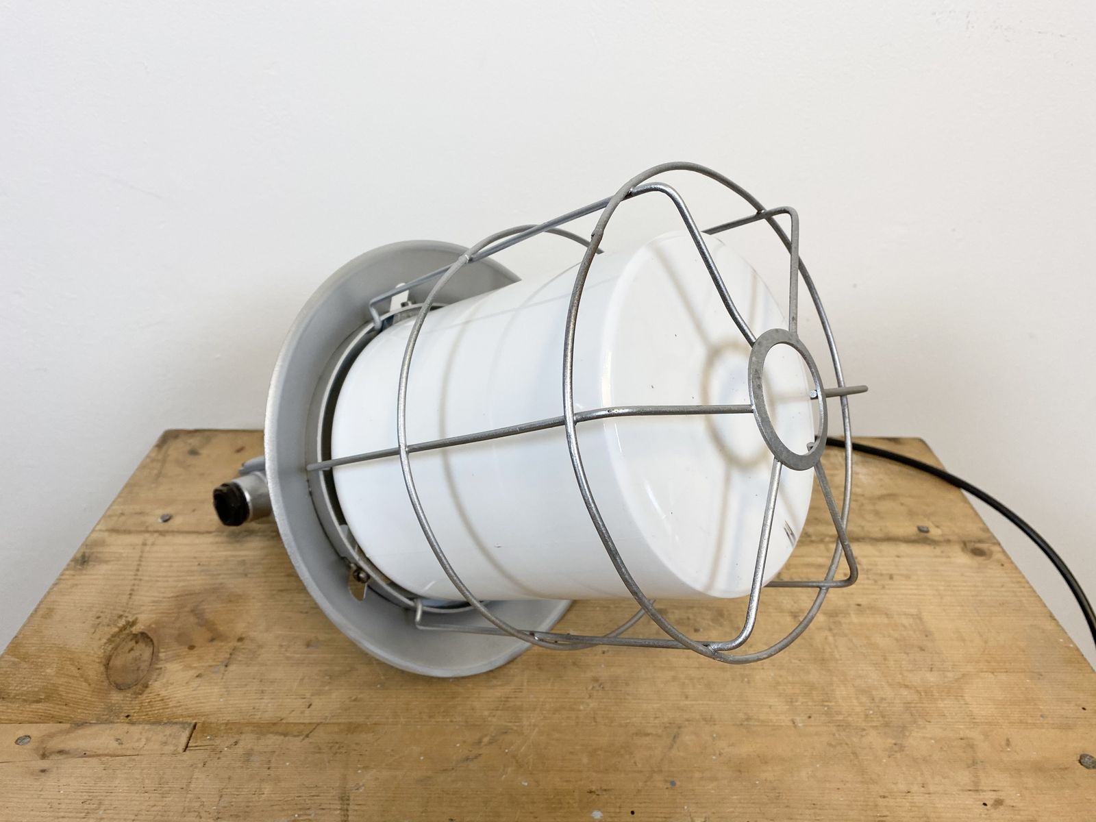 Vintage Industrial Aluminium Lamp With Milk Glass, 1970s, 12x photo for sale
