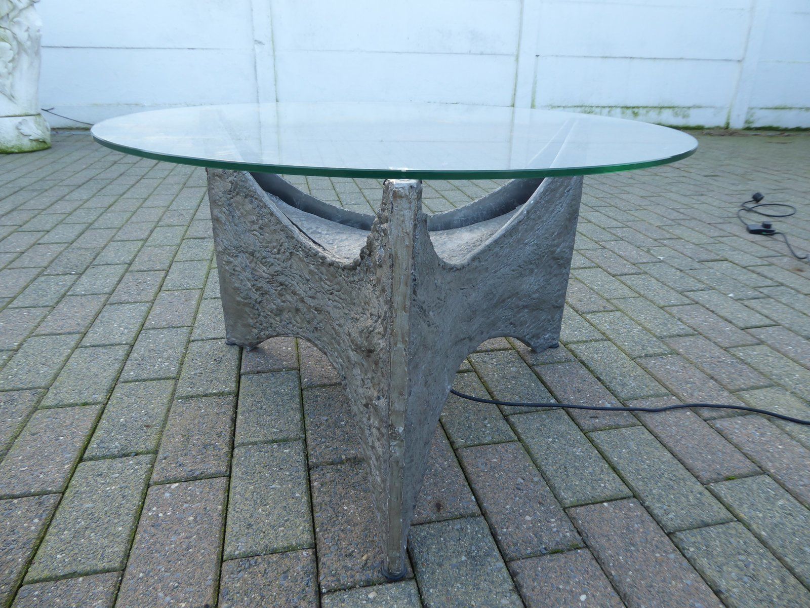 Mid Century Aluminum Brutalist Coffee Table With Lamp photo buy