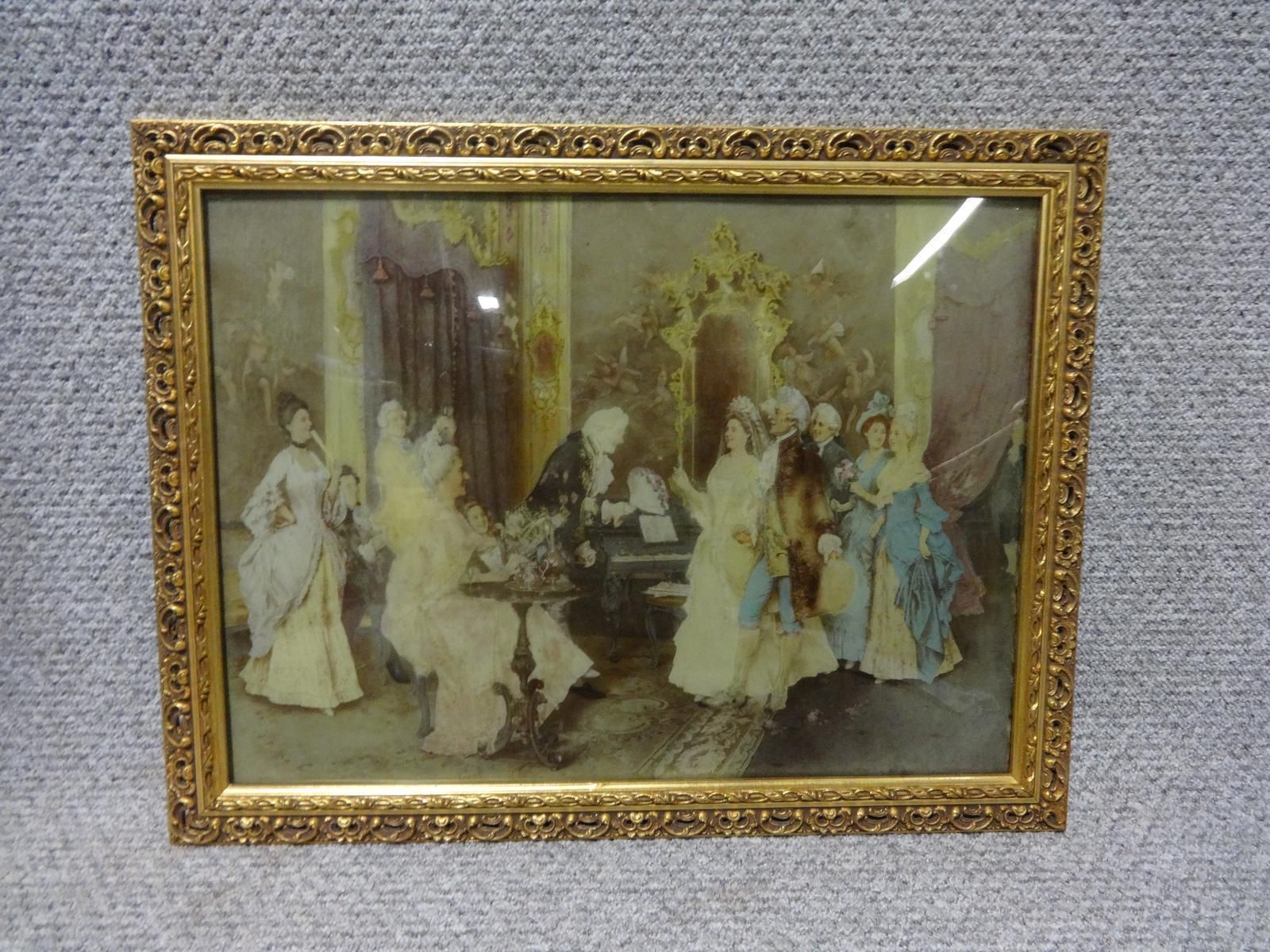 Large French Chrystoleum In Gilt Frame photo furniture