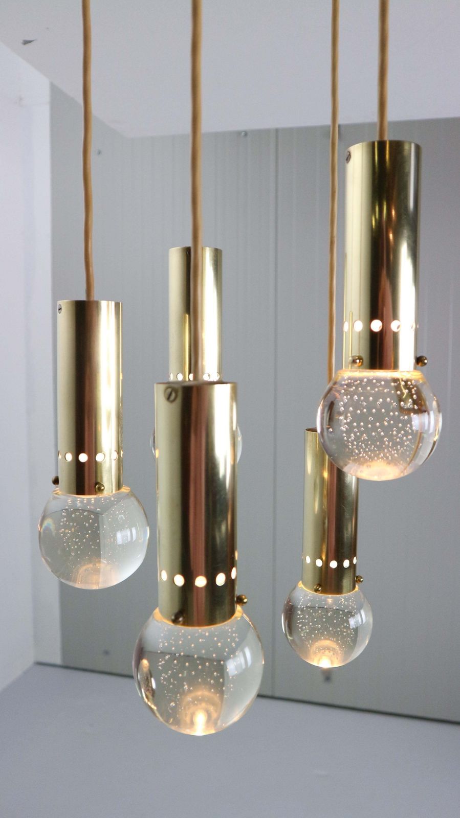 Gino Sarfatti Sp/ 16 For Arteluce Unique Brass Bubble Pendant Lamp, 1950, Italy photo vintage