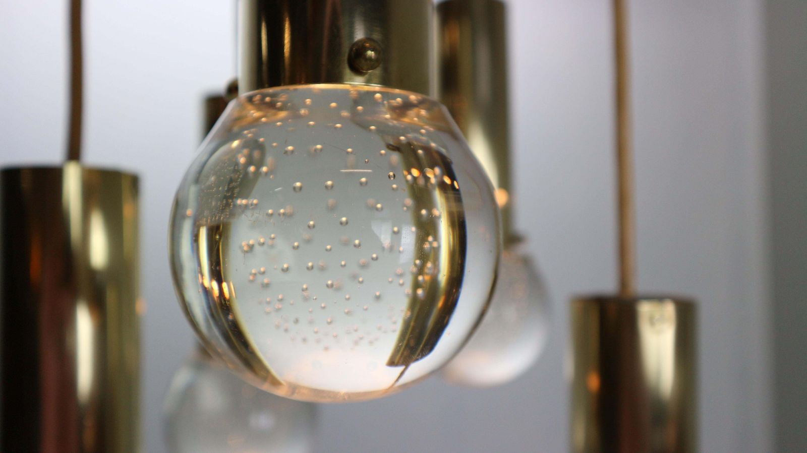 Lighting Gino Sarfatti Sp/ 16 For Arteluce Unique Brass Bubble Pendant Lamp, 1950, Italy photo
