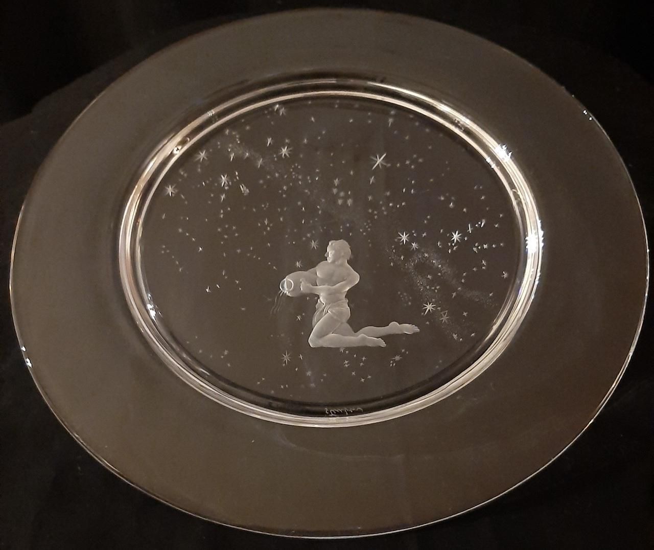 photo furniture Set Of 12 "Constellation" Engraved Crystal Plates By Don Wier For Steuben Glass