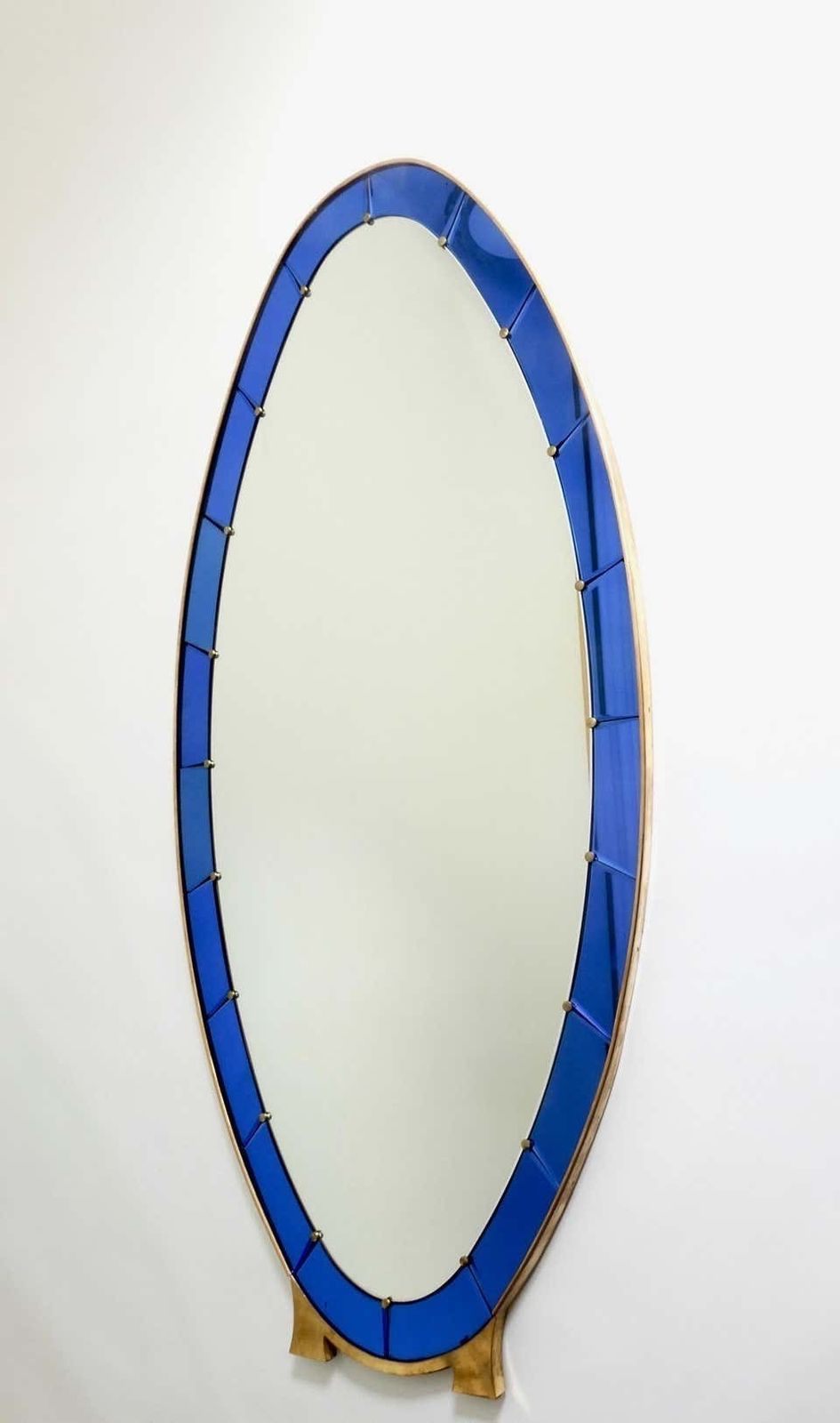 Large Italian Blue Crystal Art Standing Mirror photo furniture