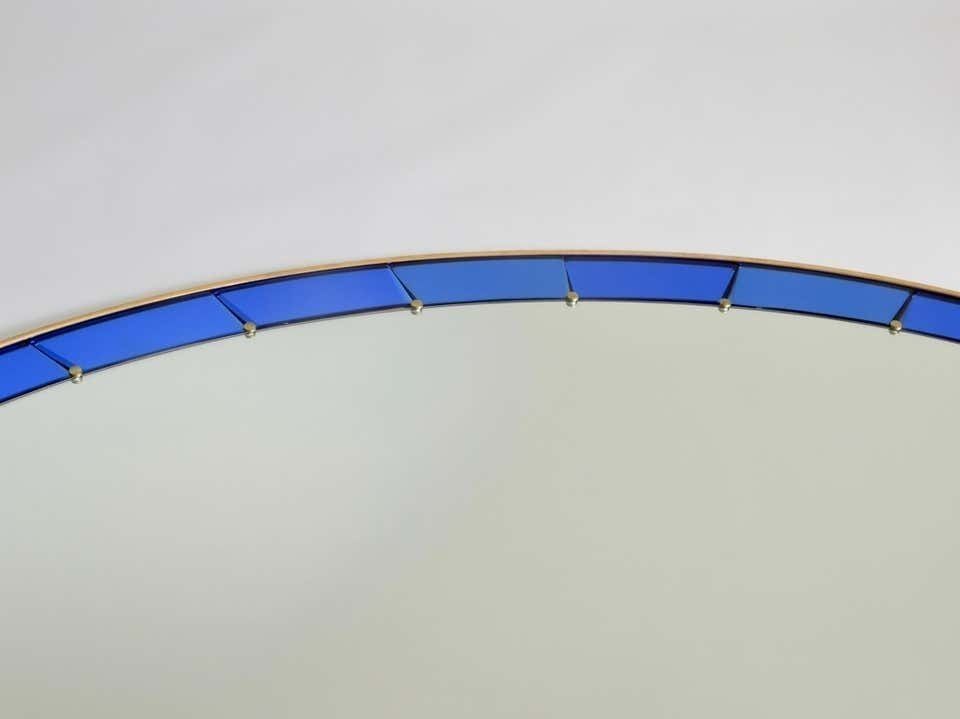 Large Italian Blue Crystal Art Standing Mirror photo for sale
