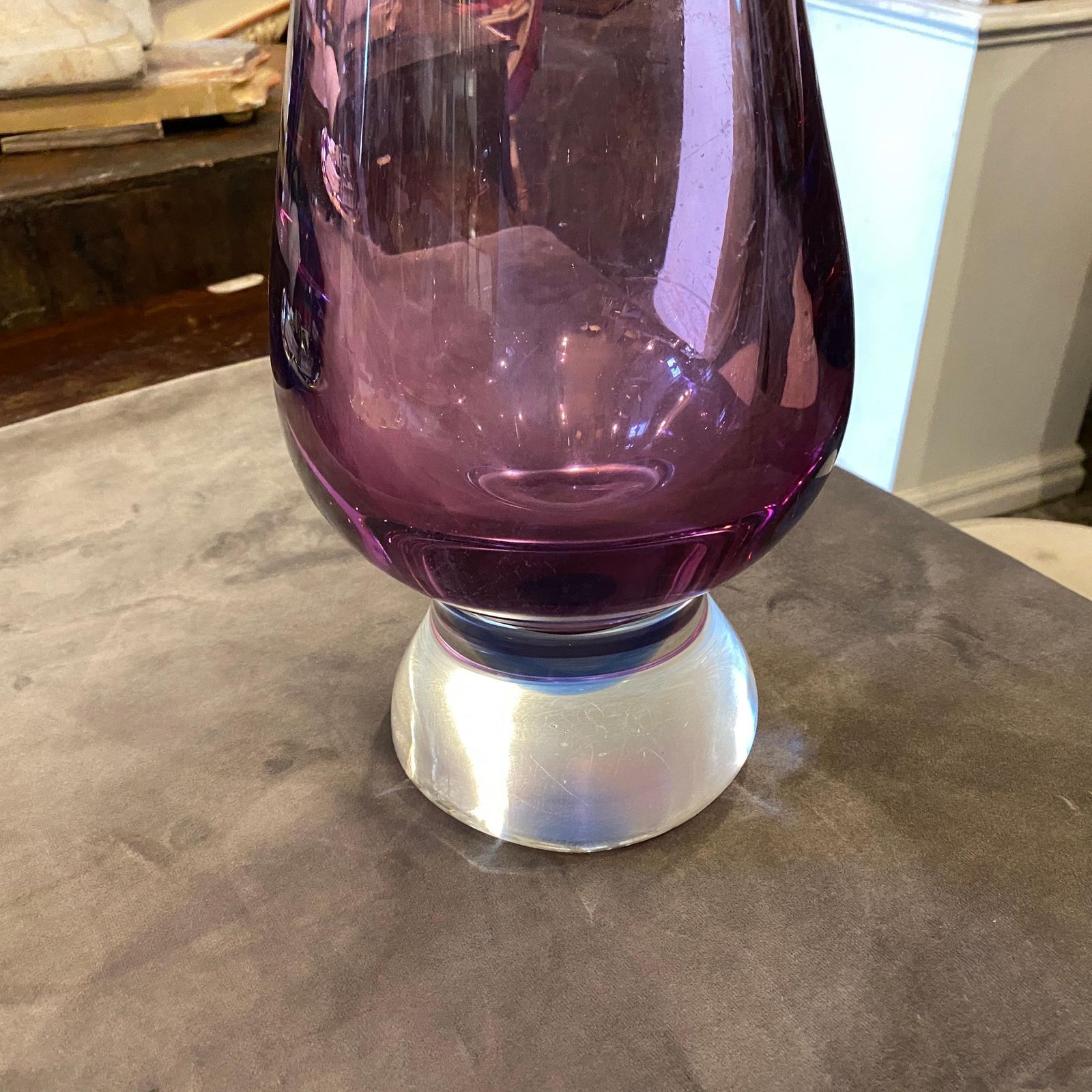 Mid Century Modern Blue And Purple Murano Glass Tall Vase, Circa 1970 photo 519.0