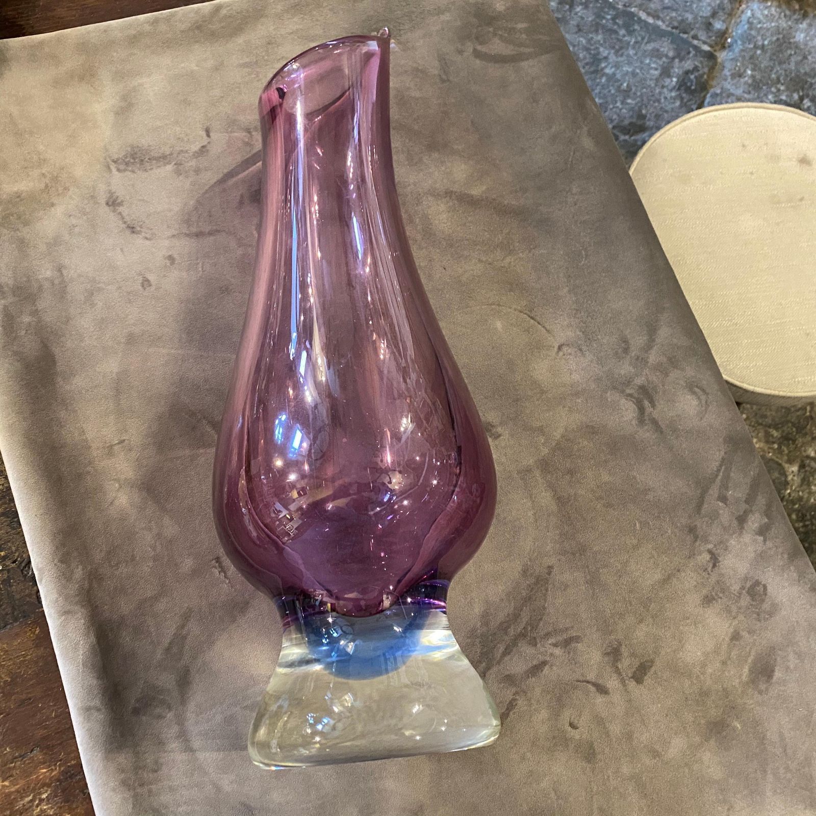 Mid Century Modern Blue And Purple Murano Glass Tall Vase, Circa 1970 photo buy