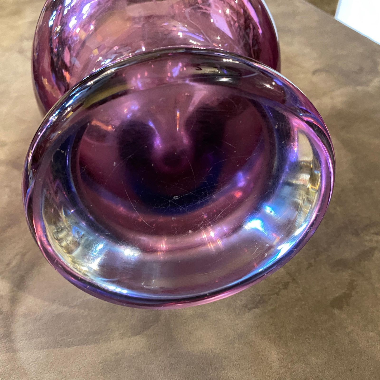 photo furniture Mid Century Modern Blue And Purple Murano Glass Tall Vase, Circa 1970