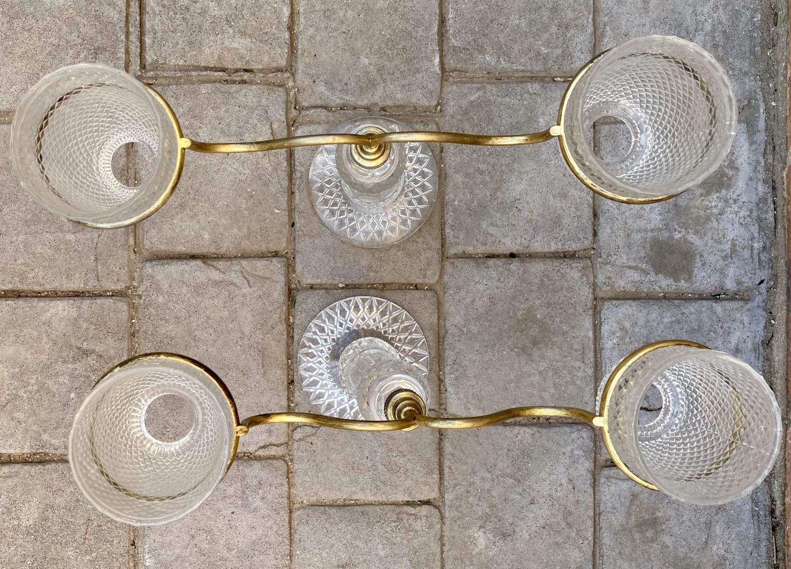 Late XIX Victorian Cut Glass Candle Holders In Brass From Cricklite Clarke Trade photo Home Decor