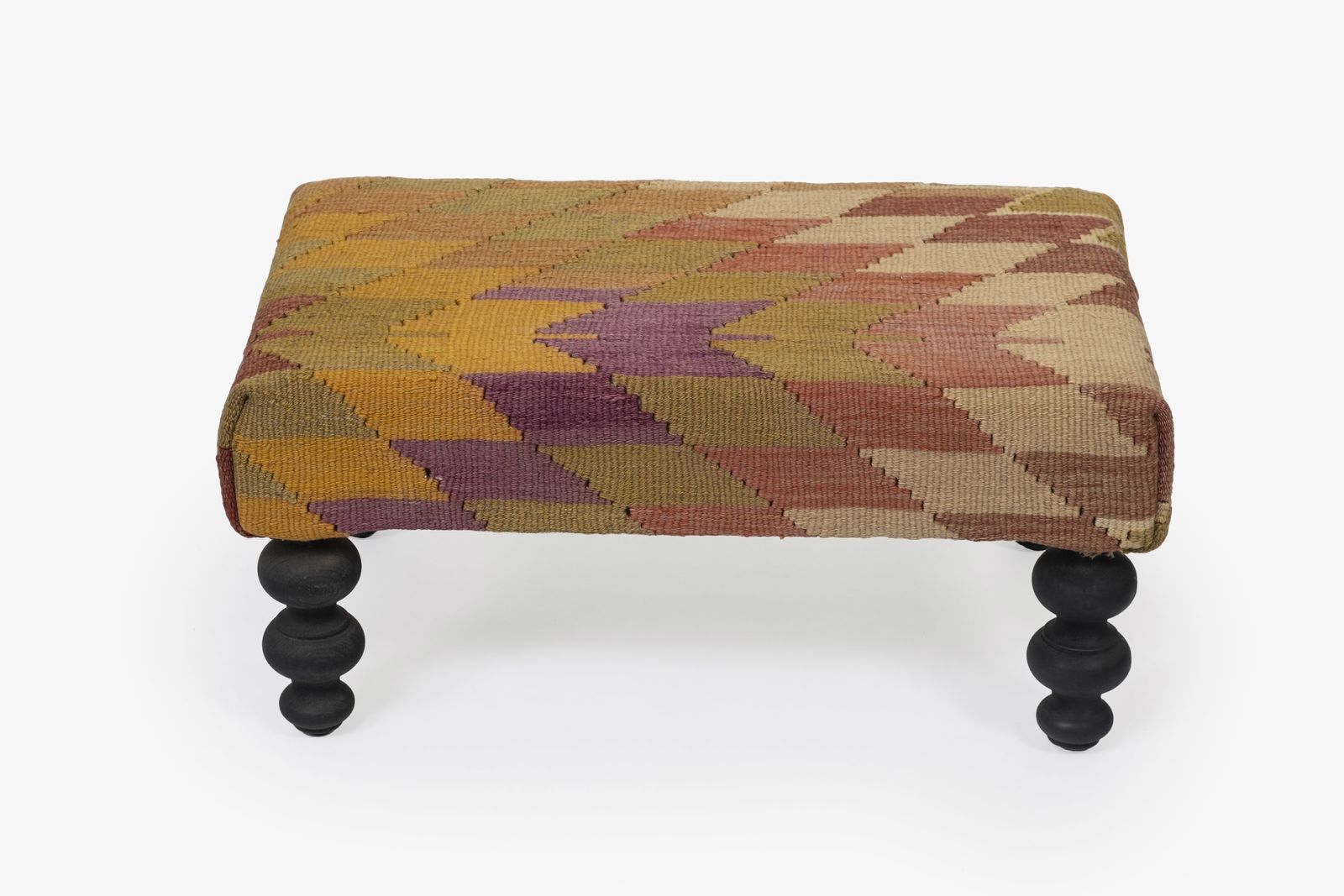Geometrical Turkish Footstool Ottoman Anatolian Pouf
