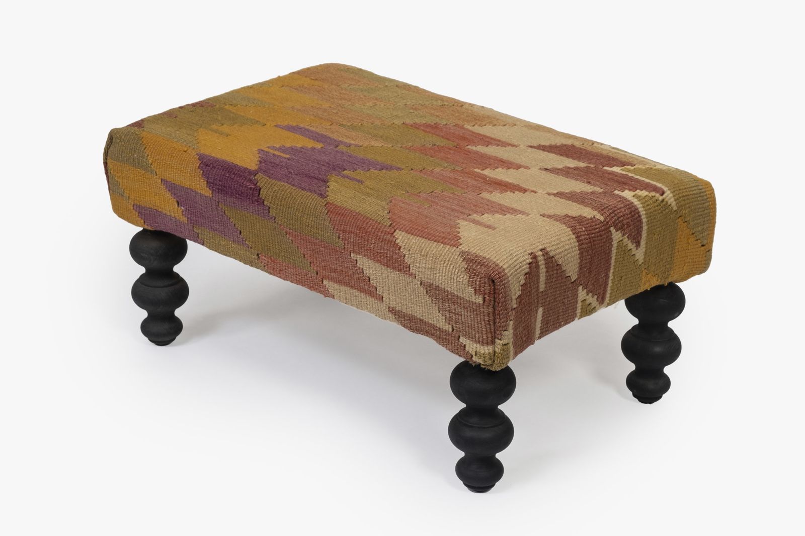 Geometrical Turkish Footstool Ottoman Anatolian Pouf photo for sale