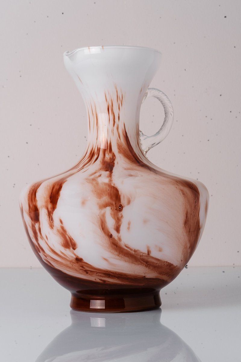 Large Marbled Glass Vase By Carlo Moretti For Opaline Florence, Italy photo for sale